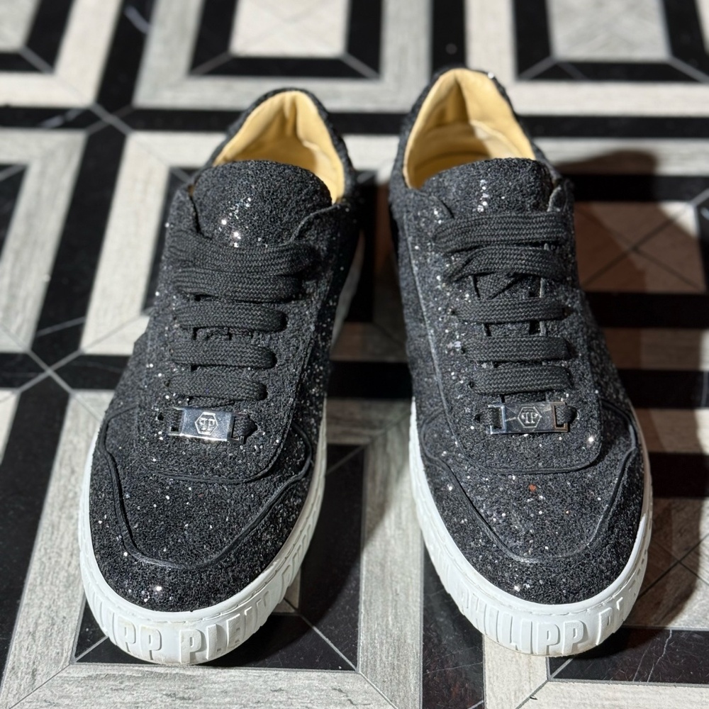 PHILIPP PLEIN‎ Black Glitter Skull Sneakers - Picture 4 of 10